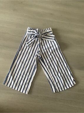 Janie and Jack Navy and White Striped Tie-Front Wide Leg Pants